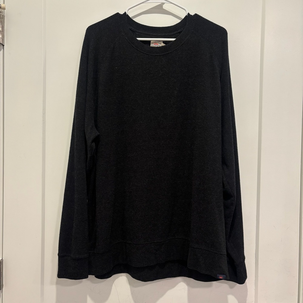 Faherty Brand Mens XL Black Textured Raglan Sleeve Crewneck Sweatshirt Pullover